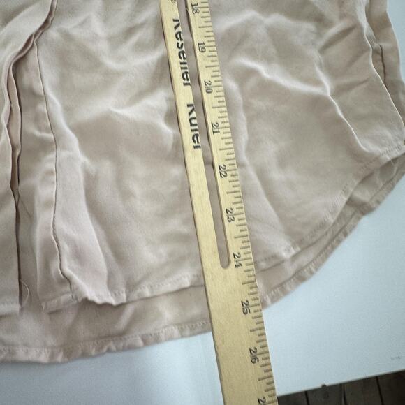 Theory Blouse Womens Small Beige Pink Silk Brundia Zip Pocket Long Sleeve Top - Picture 8 of 9